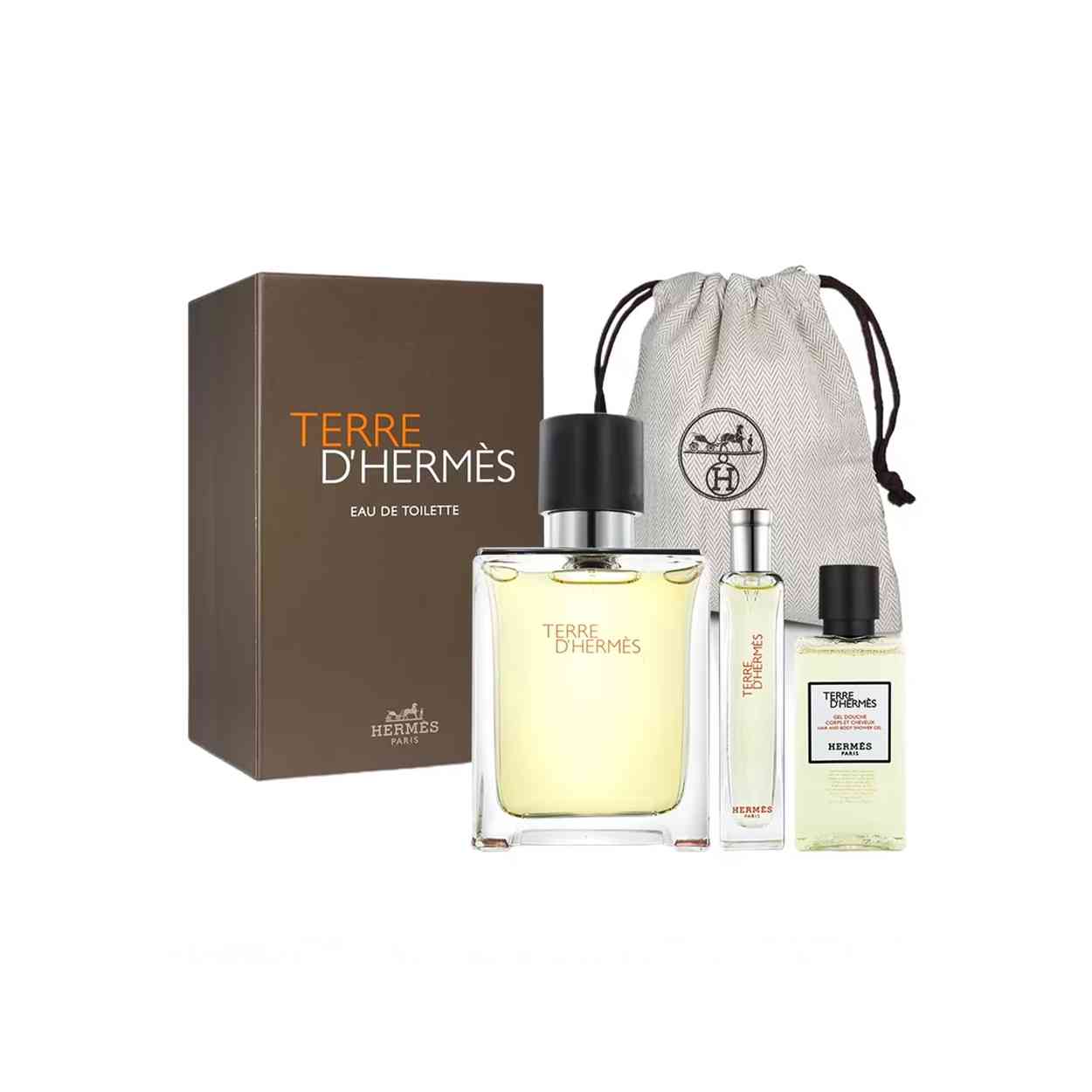 Hermes Terre D' Hermes Eau De Toilette 100ml+15ml+SG 40ml+Pouch