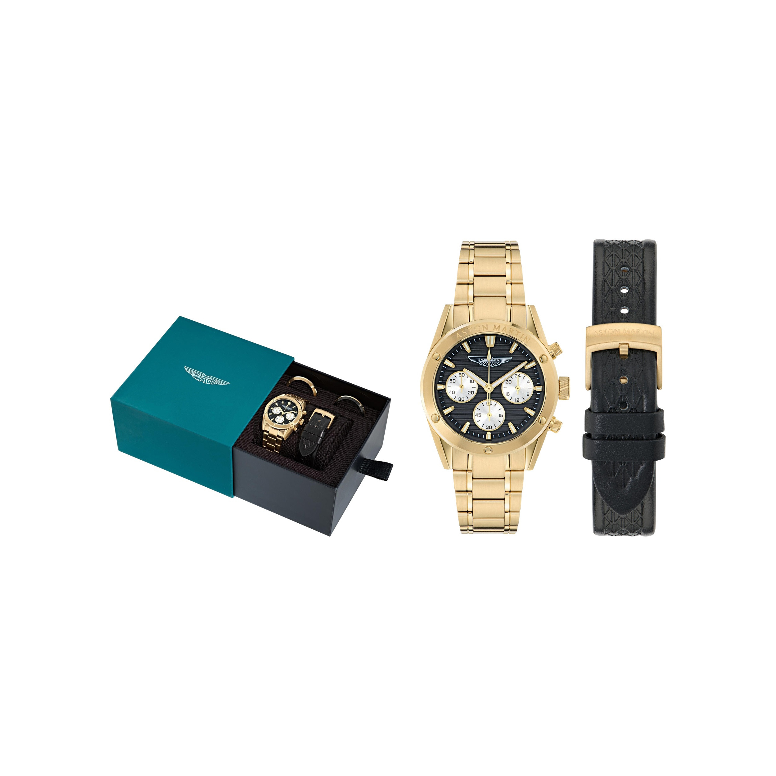 Aston Martin MTIB2S601 Icon Gold-Tone Chronograph Watch Gift Set