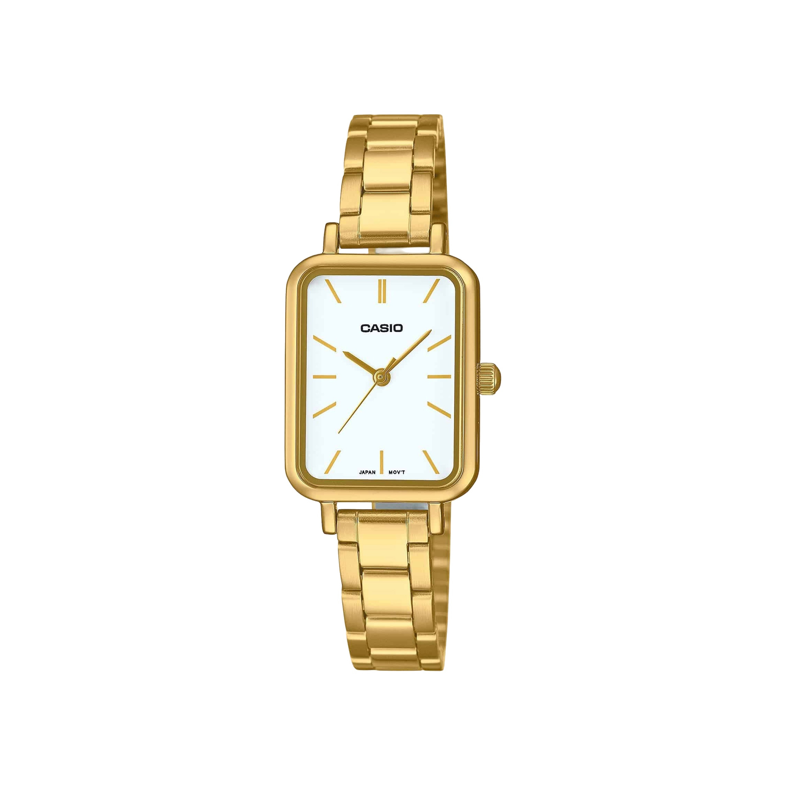 Analog ladies' watch gold-tone stainless steel bracelet silver/white dial
