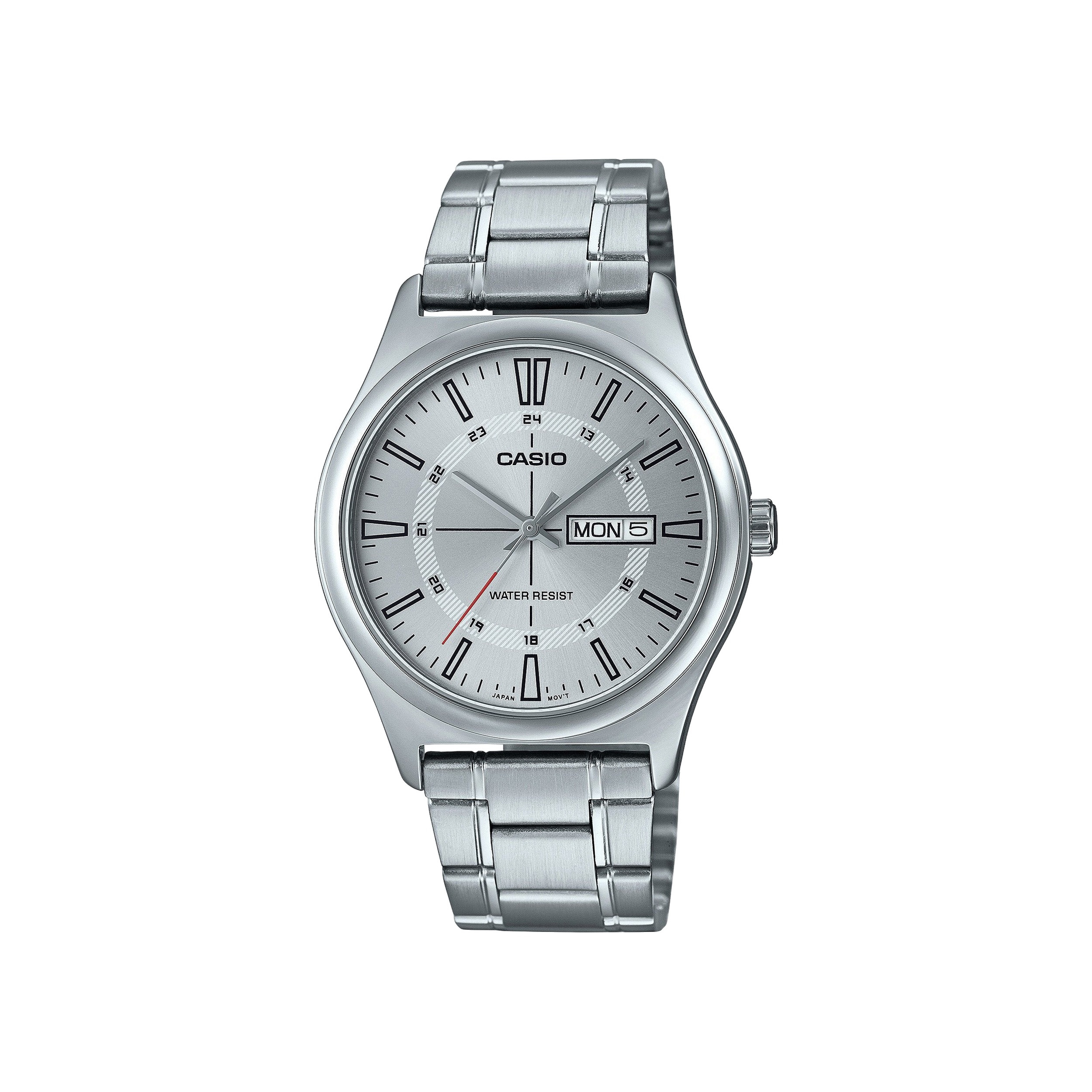 Analog men's watch stainless steel bracelet silver/white dial